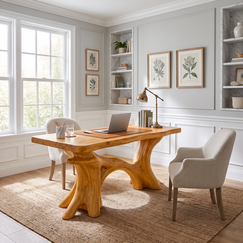 Modern Executive Desk With Sculptural Tree Root Base For Office