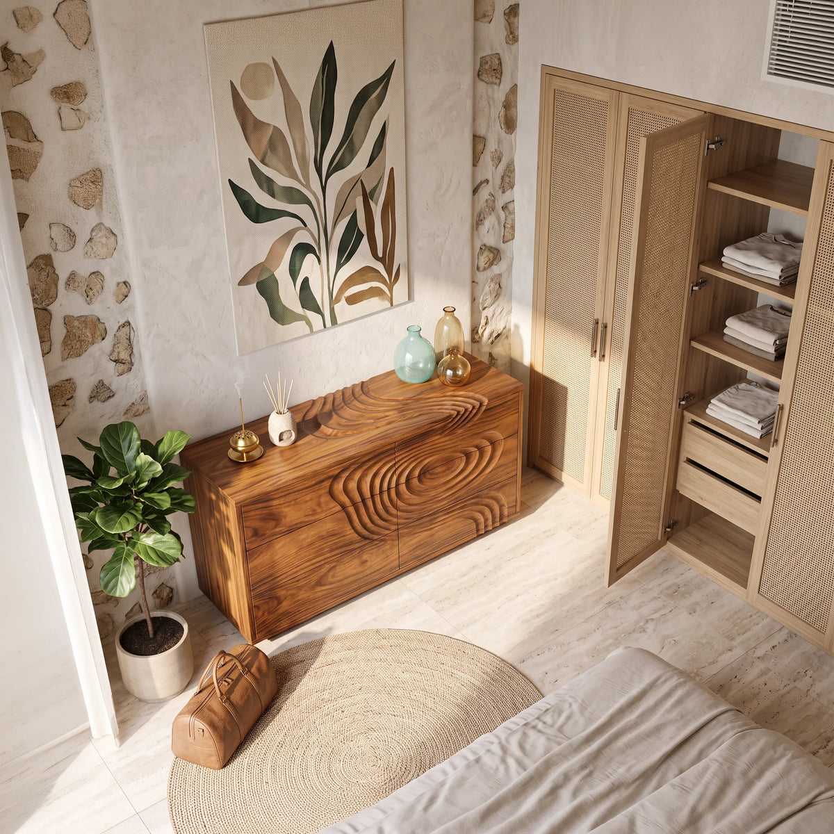 Organic Ripple Dresser For Contemporary Bedroom Interior