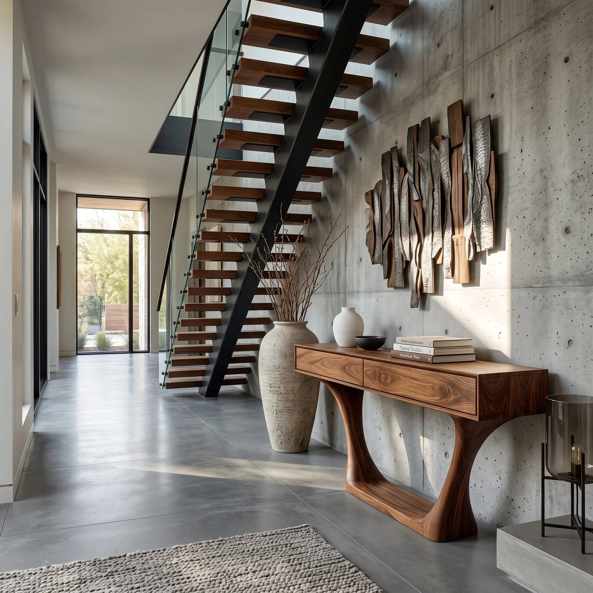 Minimalist Sculptural Drawer Console Table For Entryway