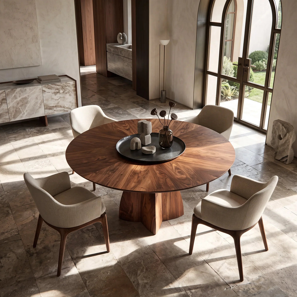 Contemporary Pedestal Round Dining Table For Dining Room