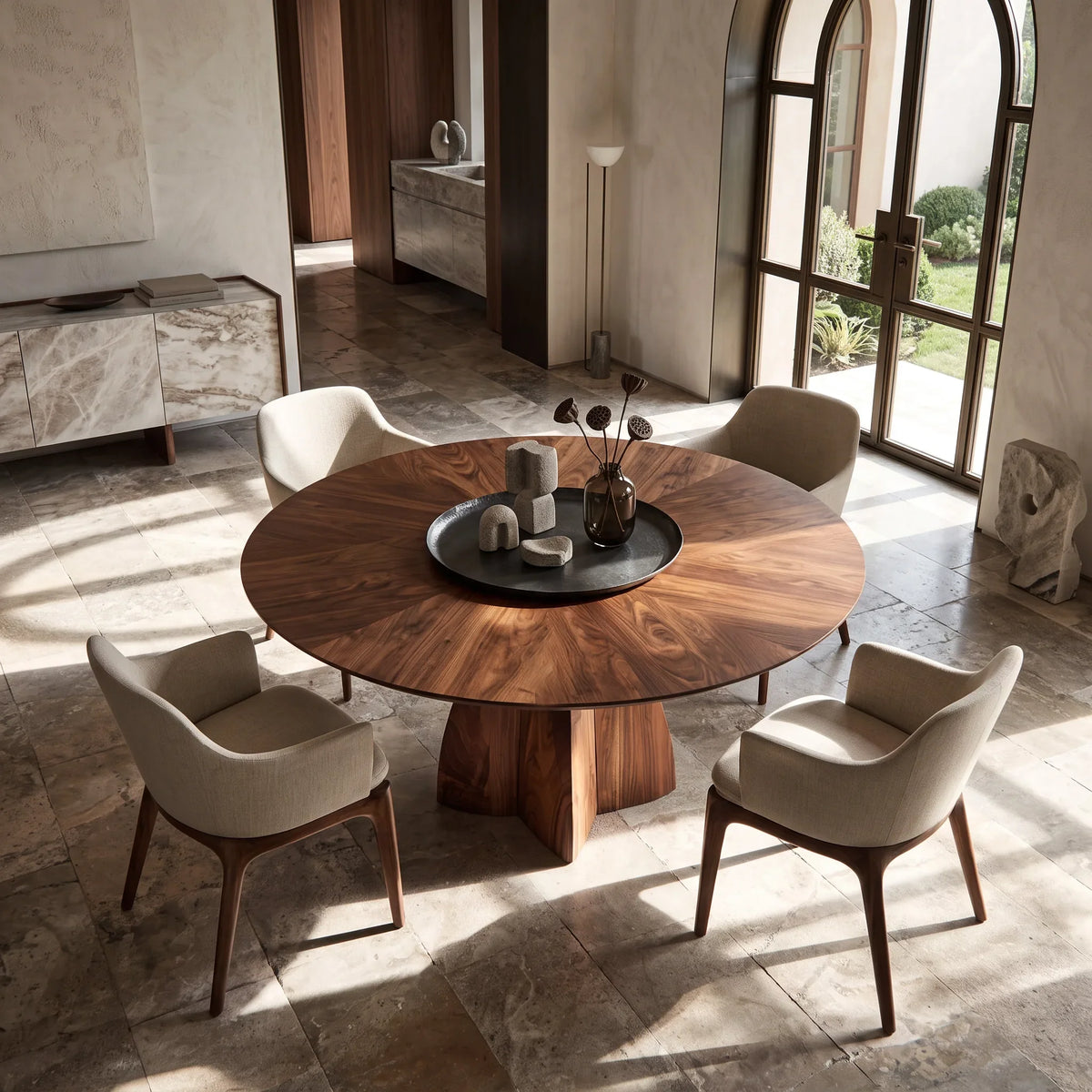 Contemporary Pedestal Round Dining Table For Dining Room