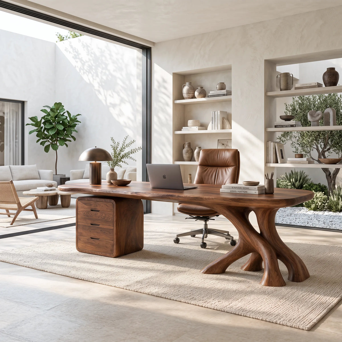 Modern Executive Desk Sculptural Base With Drawers Executive Office