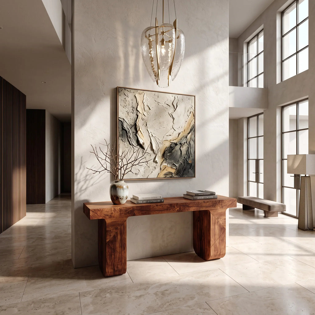 Contemporary Console Table With Geometric Legs For Entryway