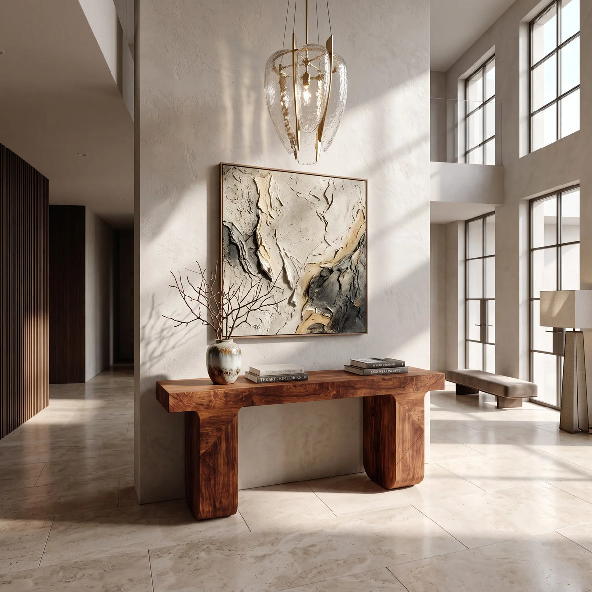 Contemporary Console Table With Geometric Legs For Entryway