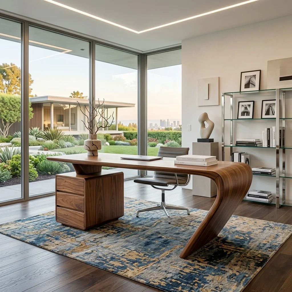 Organic Sculptural Curved Desk For Home Office