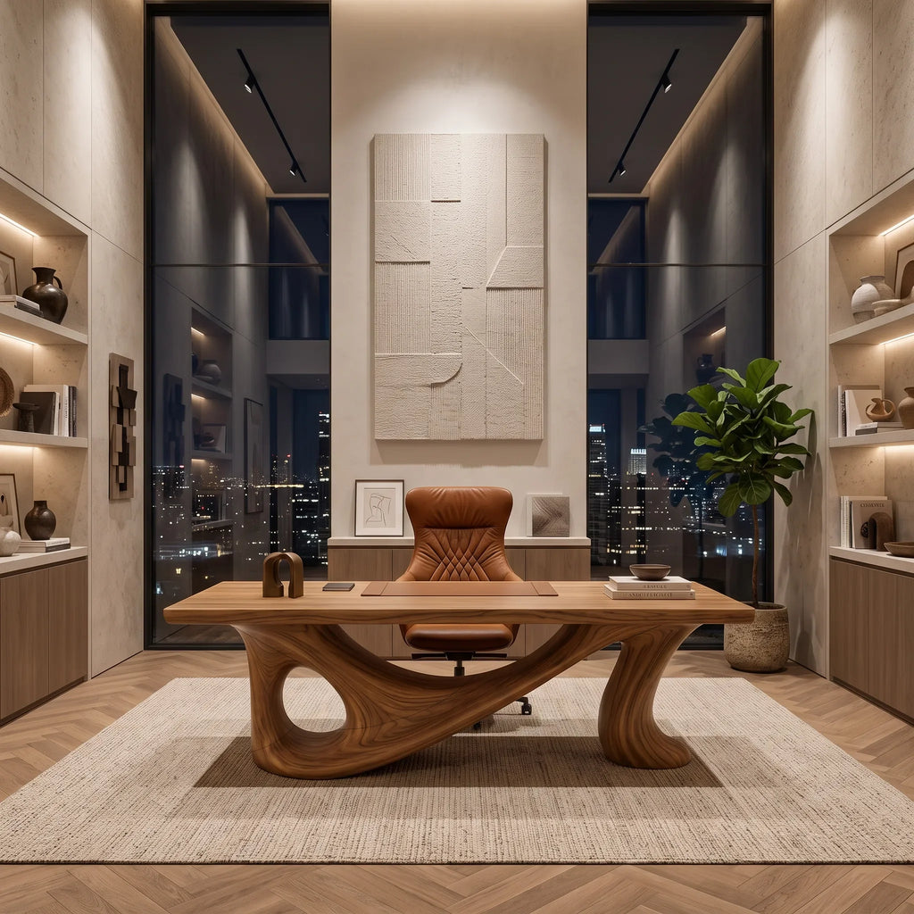 Contemporary Writing Desk Sculptural Base For Designer Office