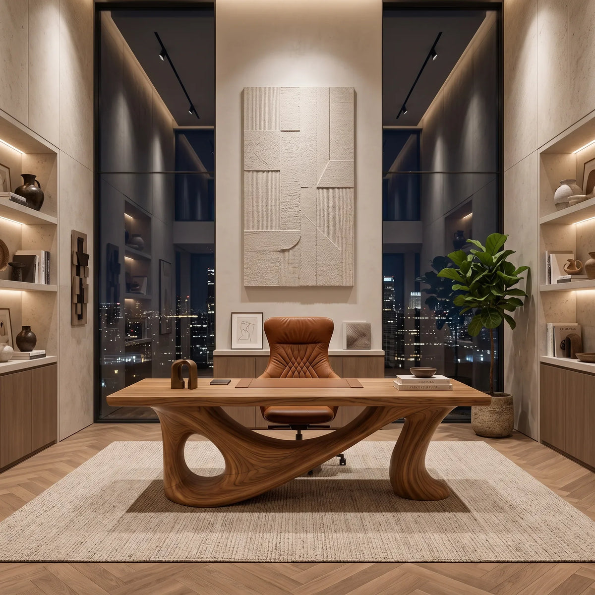 Contemporary Writing Desk Sculptural Base For Designer Office
