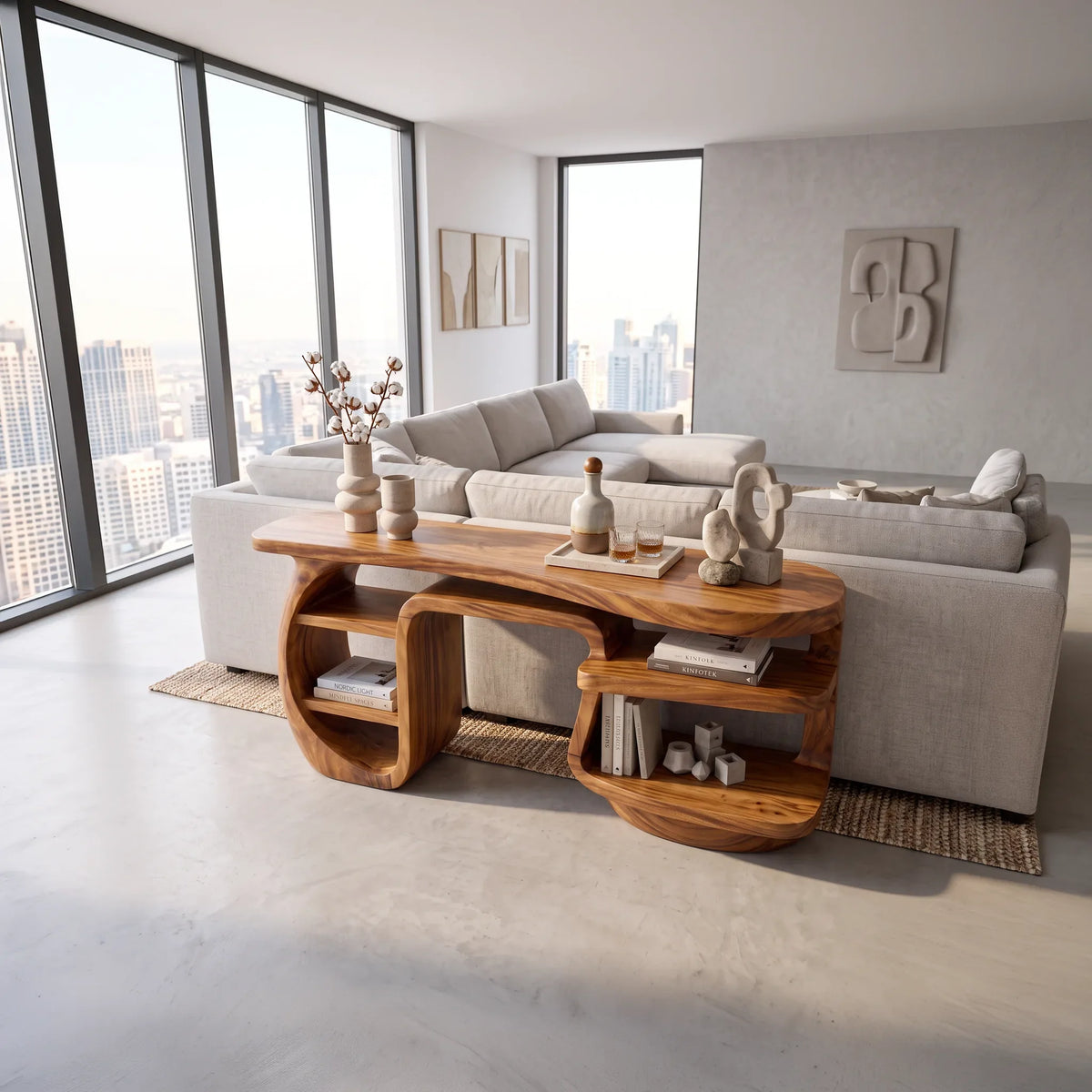 Minimalist Asymmetric Console Table For Lounge Area