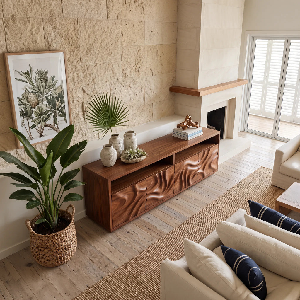 Contemporary Curved Front Buffet Cozy Dining Room