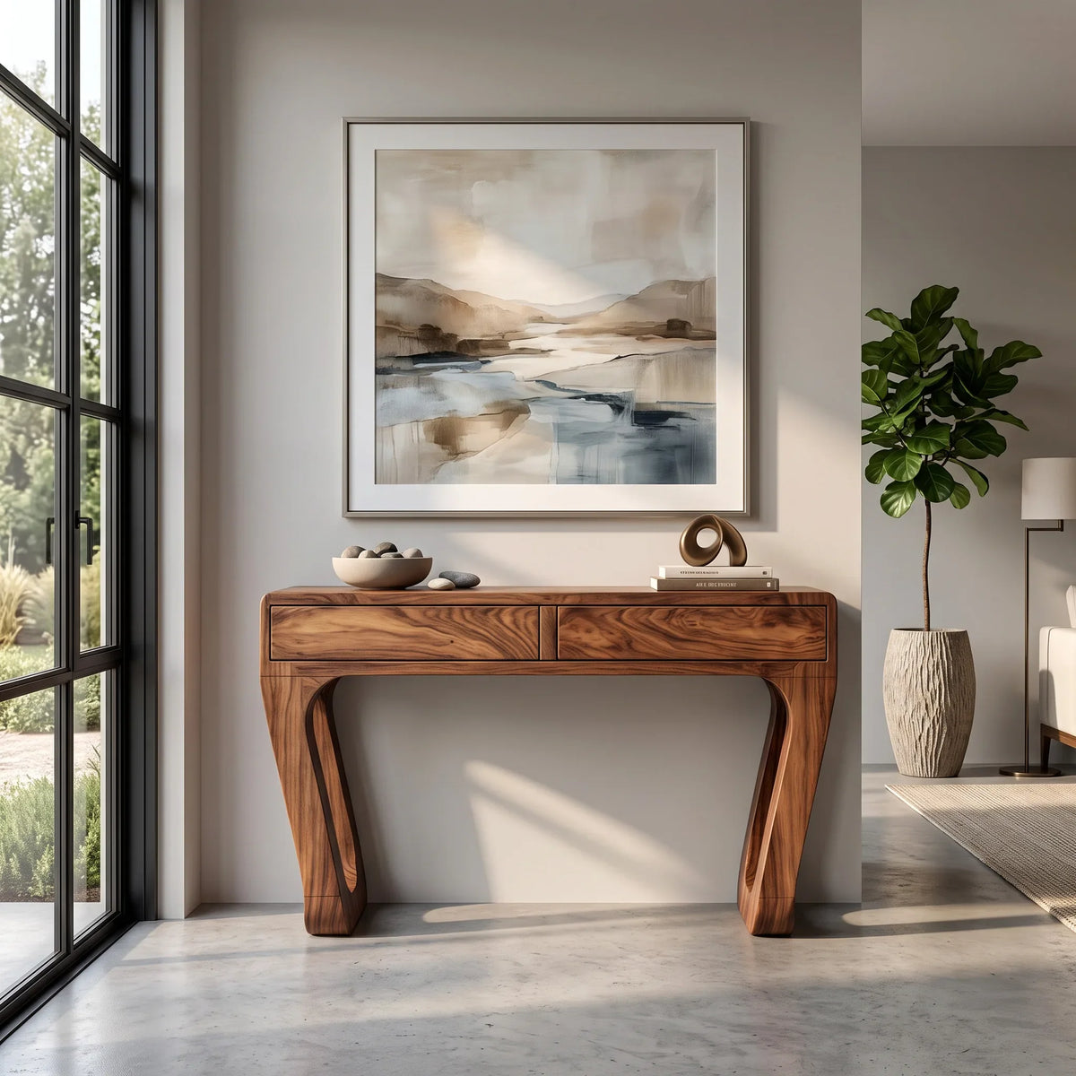 Modern Sculptural Open Leg Console Table For Hallway