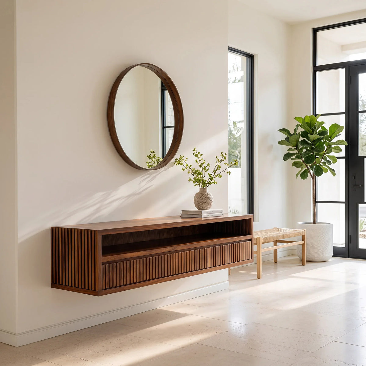 Contemporary Floating Storage Console Table For Hallway