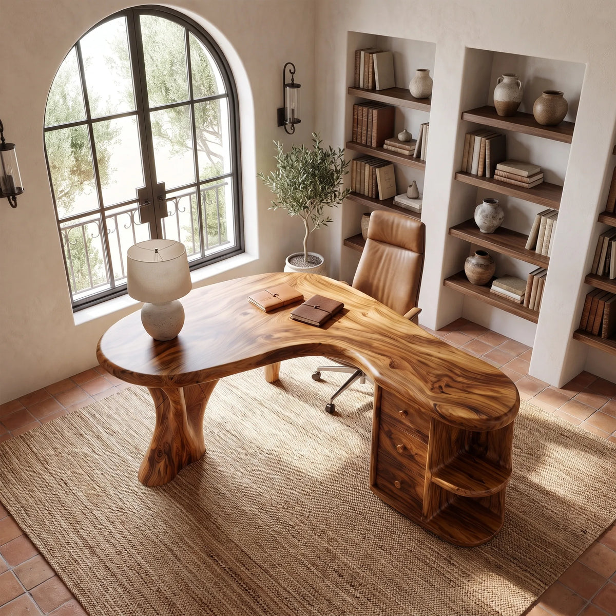 Organic Office Desk Executive Desk Writing Desk With Three Drawers For Executive Office