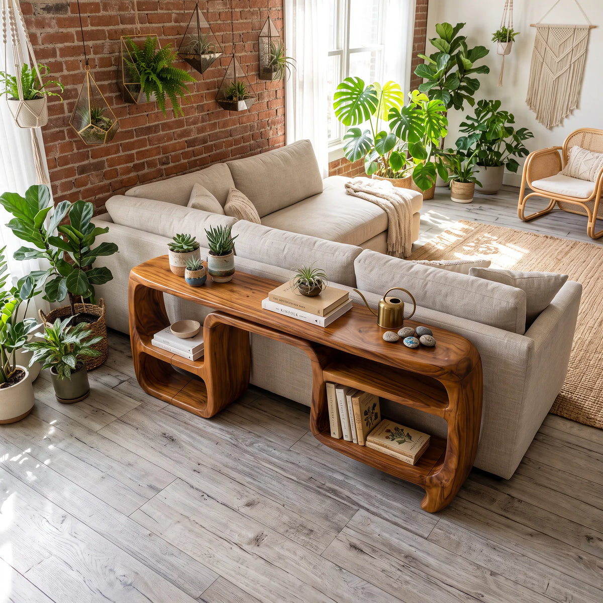Mid Century Low Console Table For Living Room