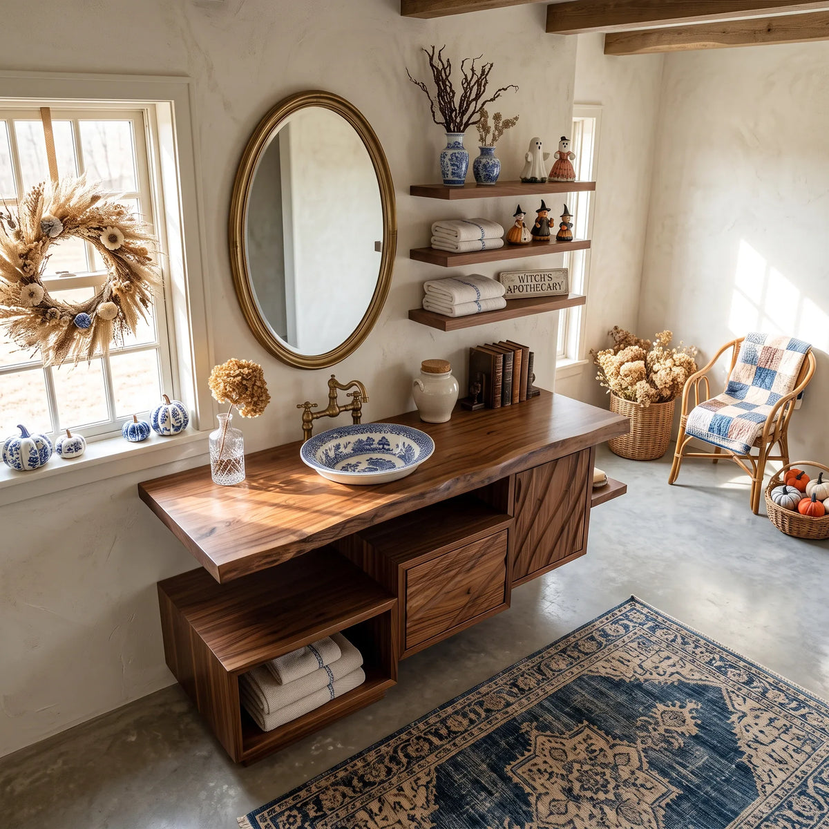 Rustic Skull Floating Bathroom Vanity Spa Bathroom