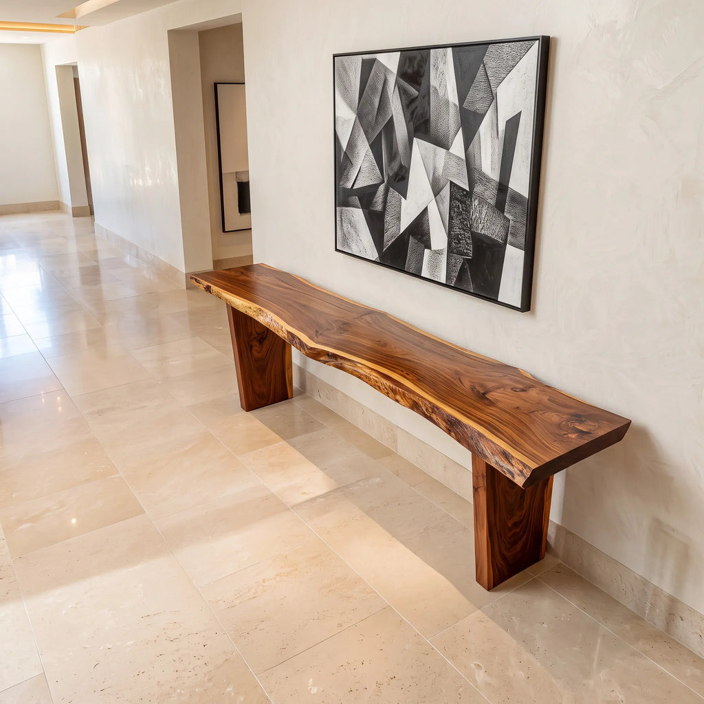 Live Edge Console Table With Slab Top For Entryway