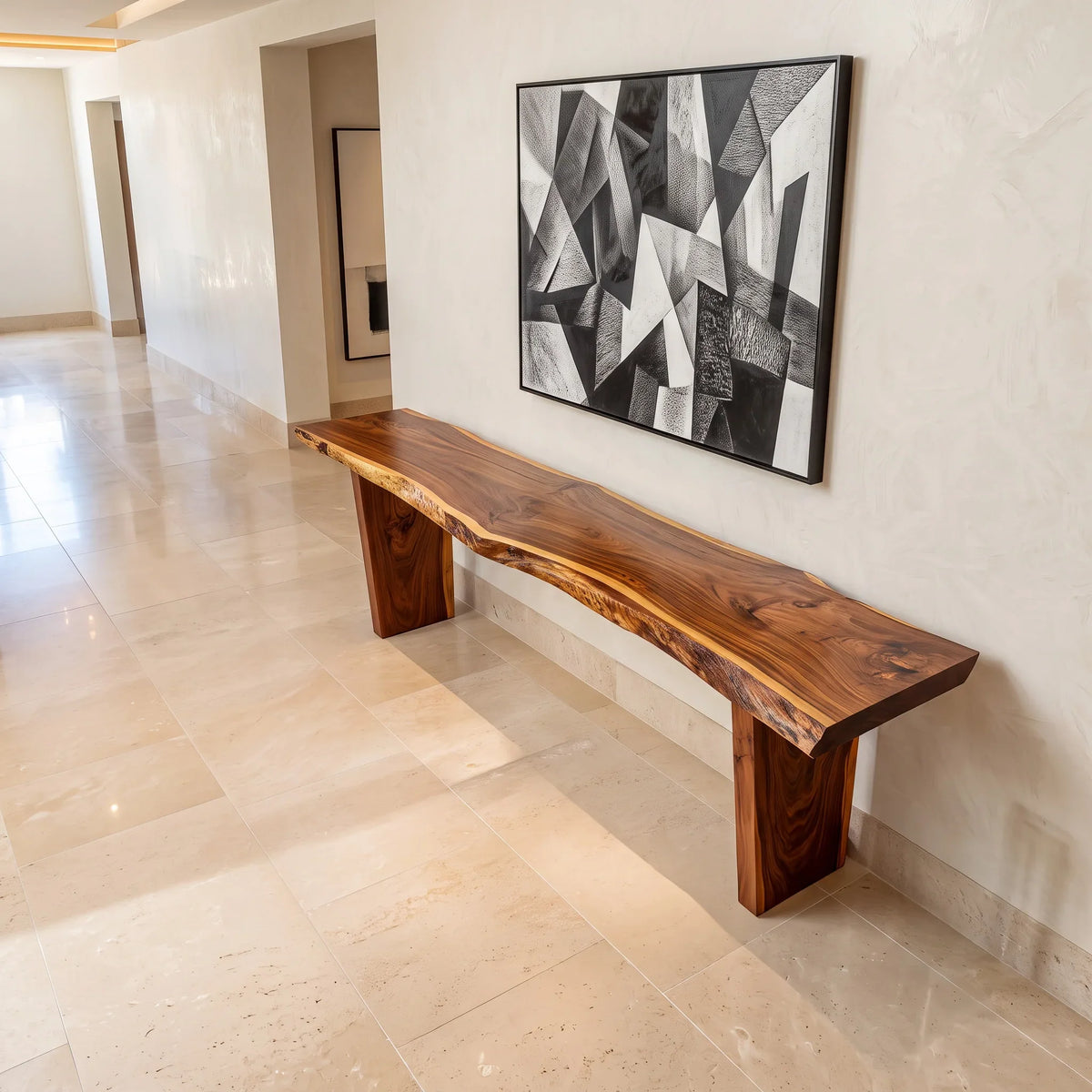 Live Edge Console Table With Slab Top For Entryway