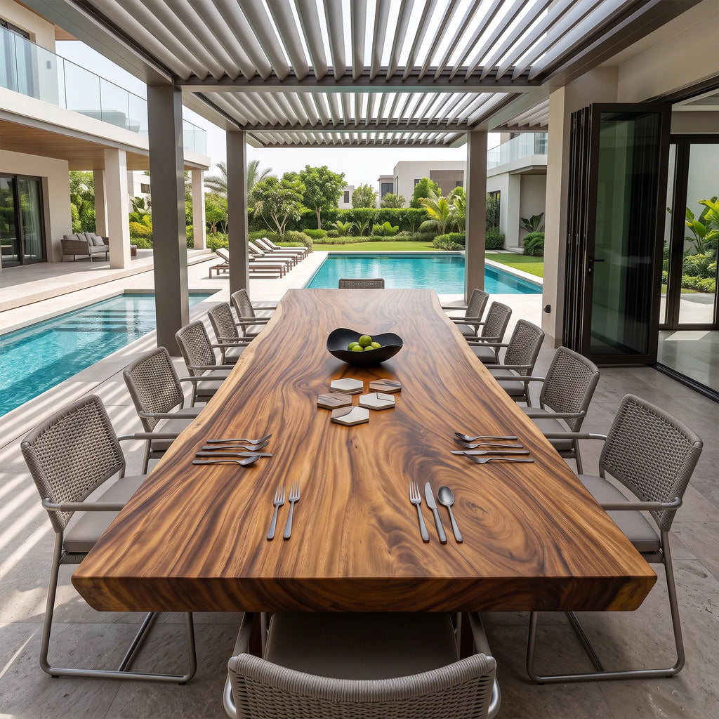 Rustic Live Edge Dining Table Top 8 Seater