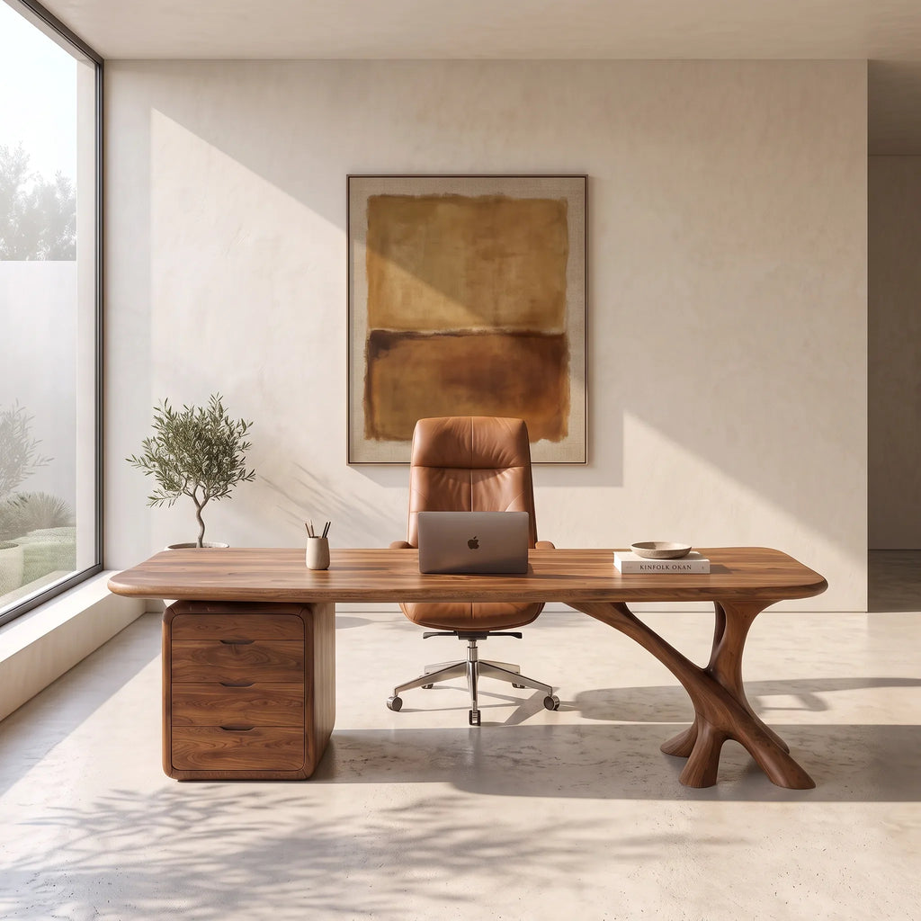 Luxury Office Desk Sculptural Base With Storage Executive Suite