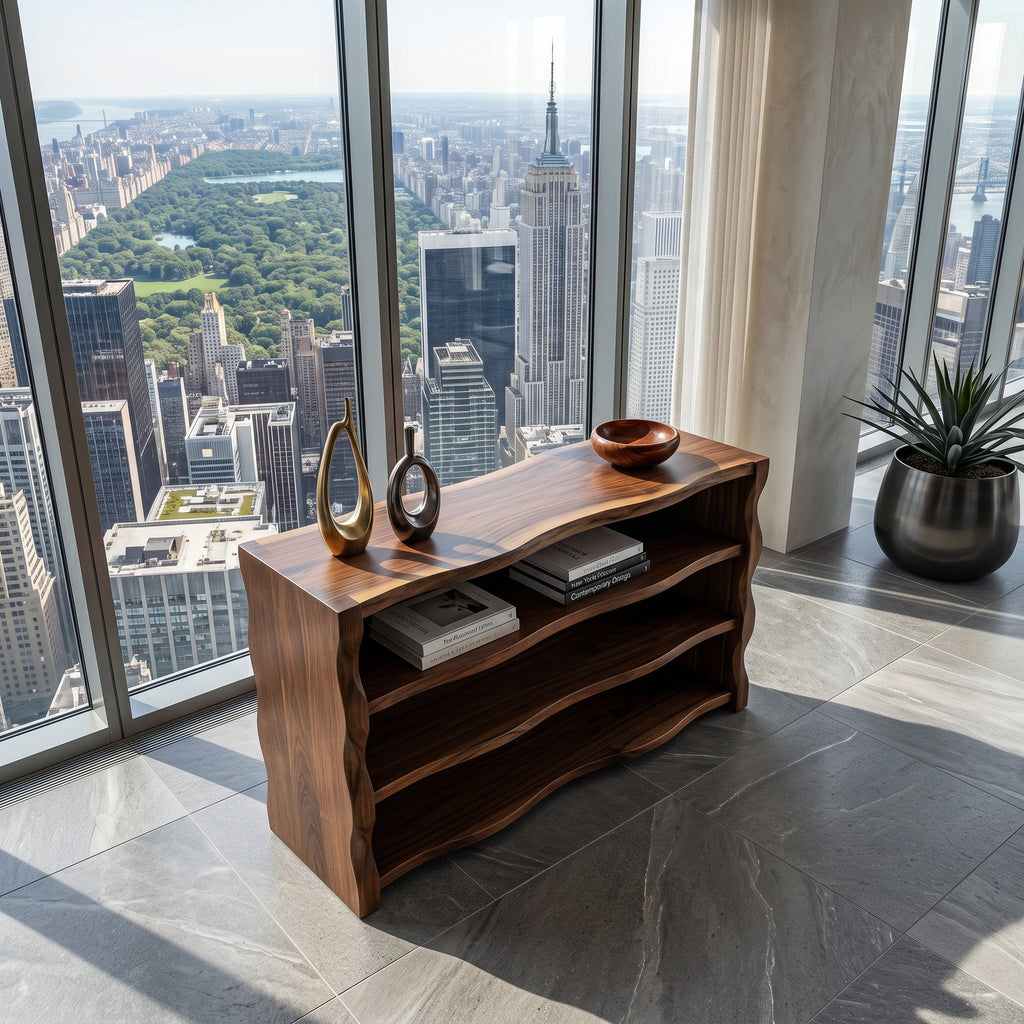 Organic Wavy Console Table With Three Tiers For Interior