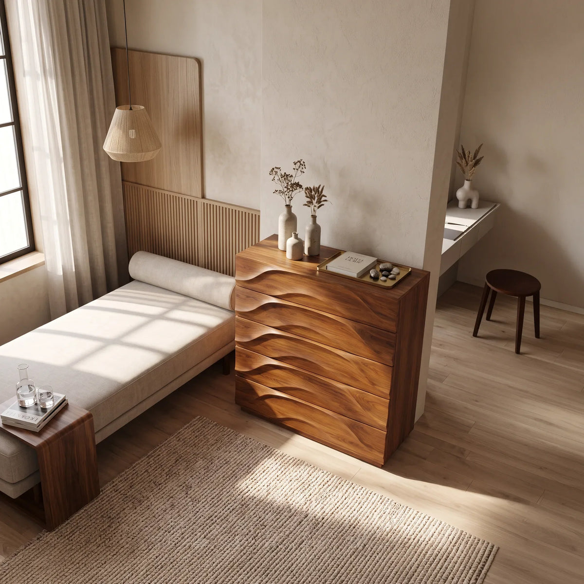 Minimalist Flowing Closet Dresser For Bedroom Space