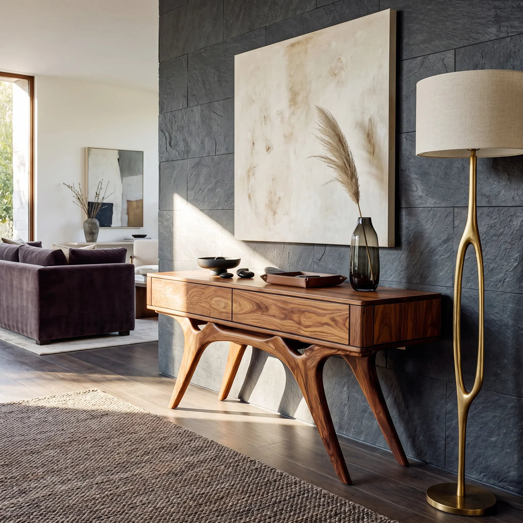 Contemporary Artistic Wooden Console Table For Living Room