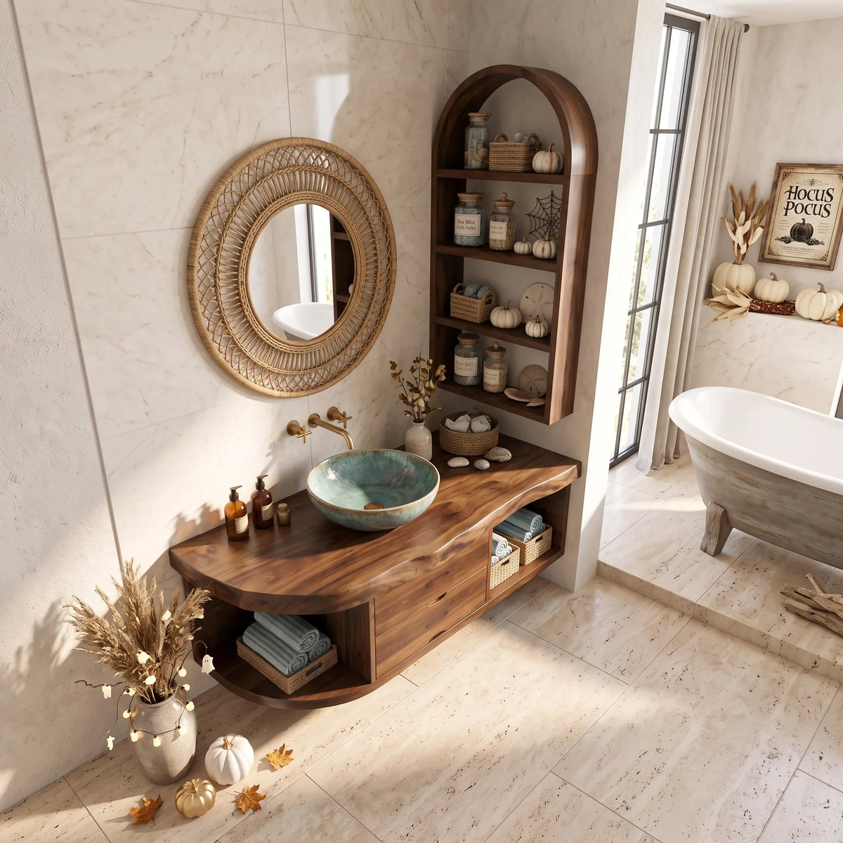 Organic Halloween Floating Bathroom Vanity Modern Bathroom