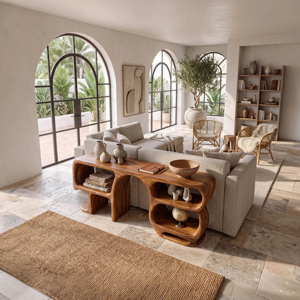 Modern Curved Frame Console For Living Room