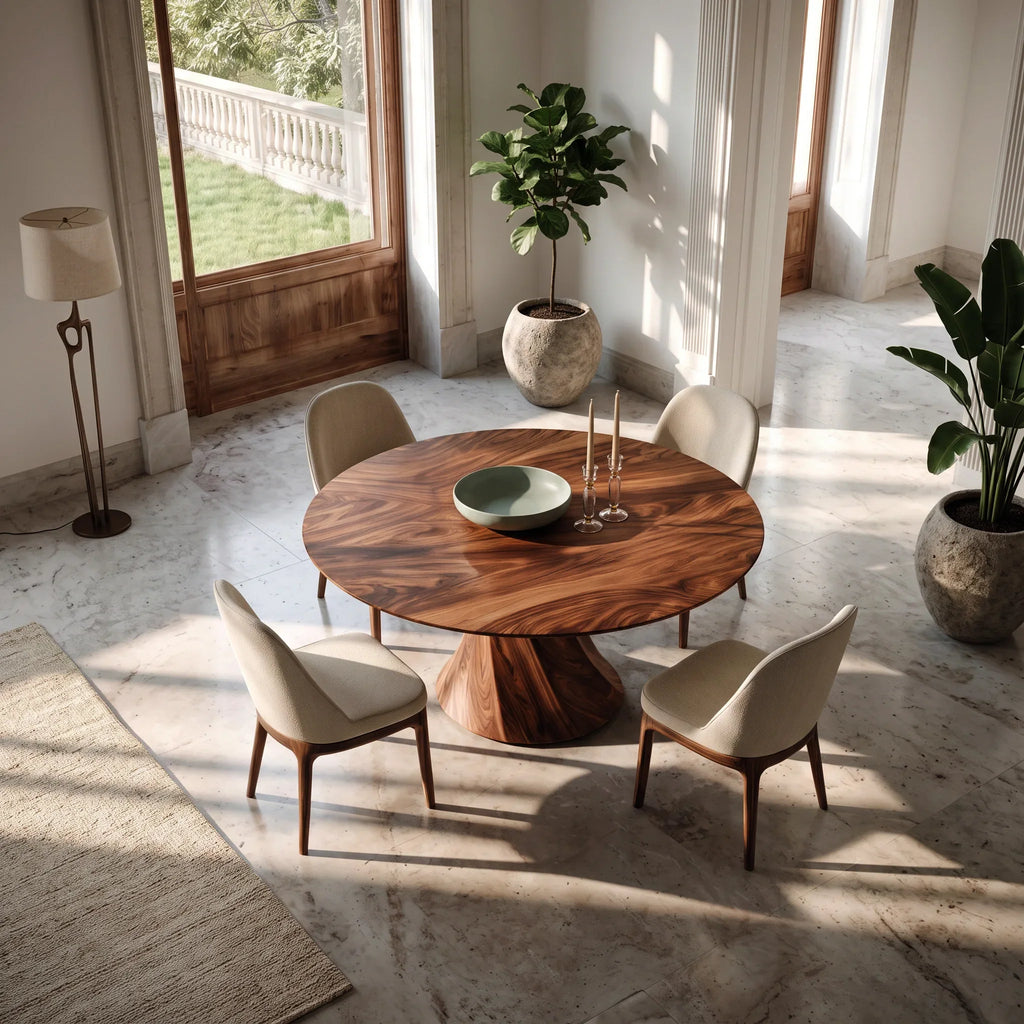 Contemporary Sculptural Round Dining Table For Dining Room