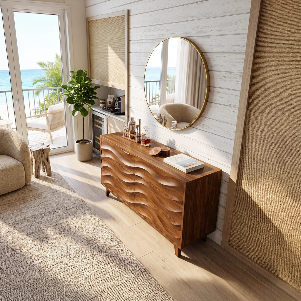 Organic Layered Bedroom Dresser For Cozy Interior