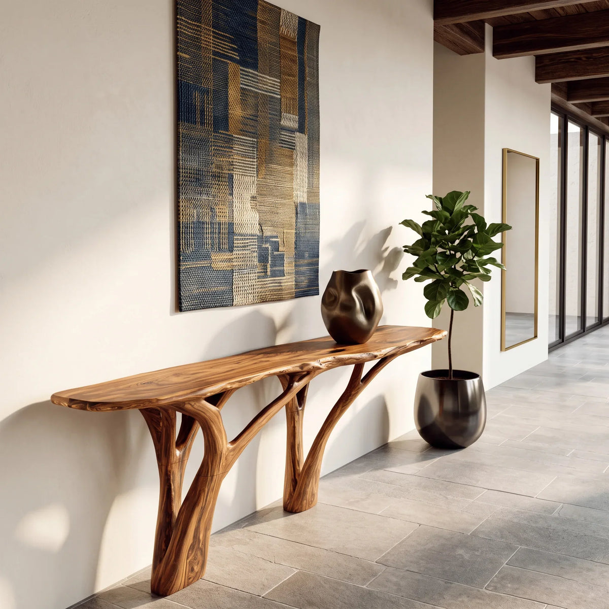 Contemporary Live Edge Console Table For Entryway