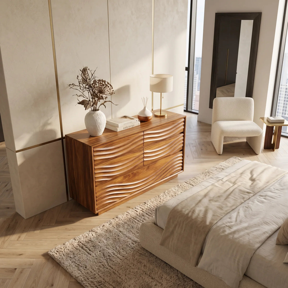 Contemporary Ripple Nursery Dresser For Baby Room