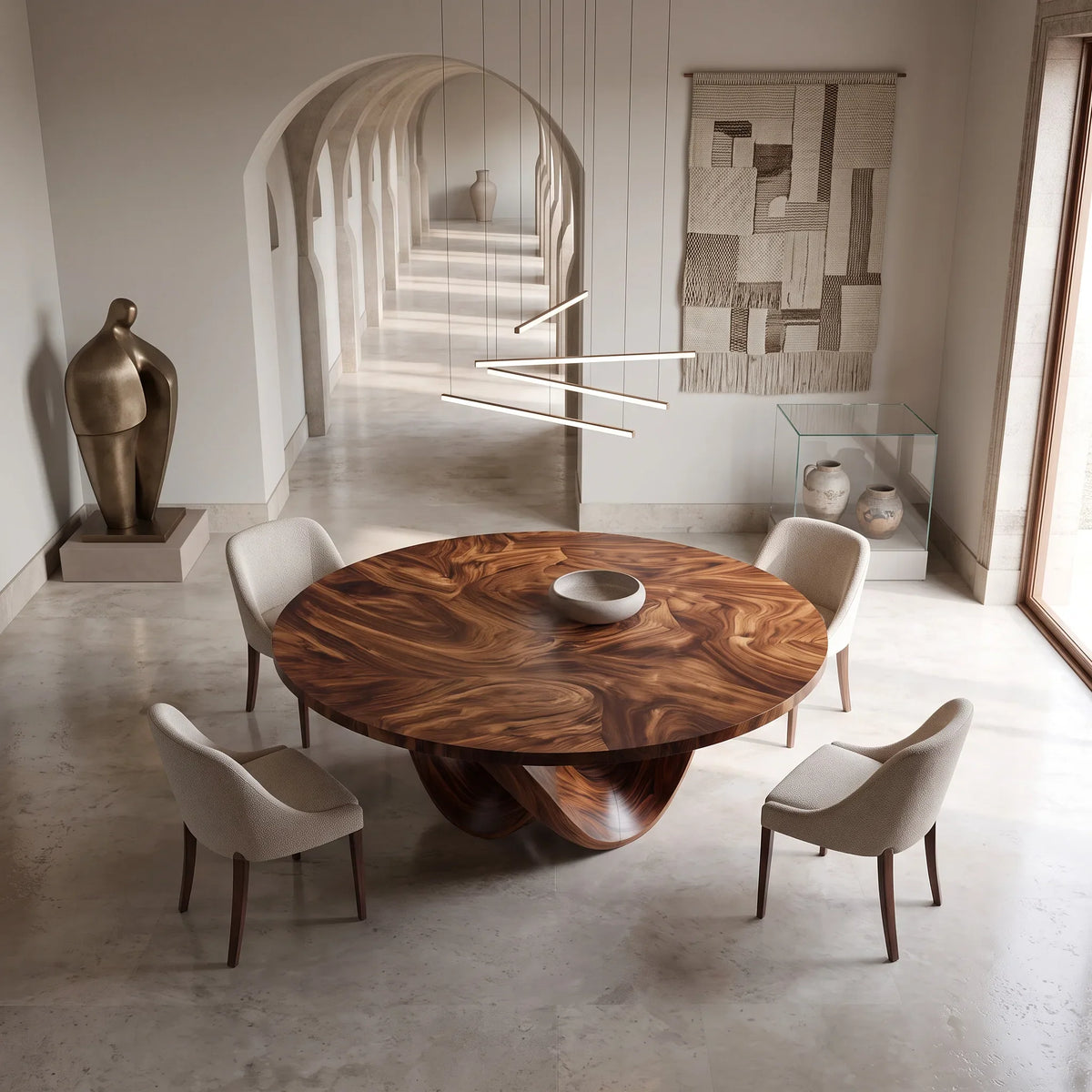 Modern Sculptural Base Round Dining Table For Dining Room