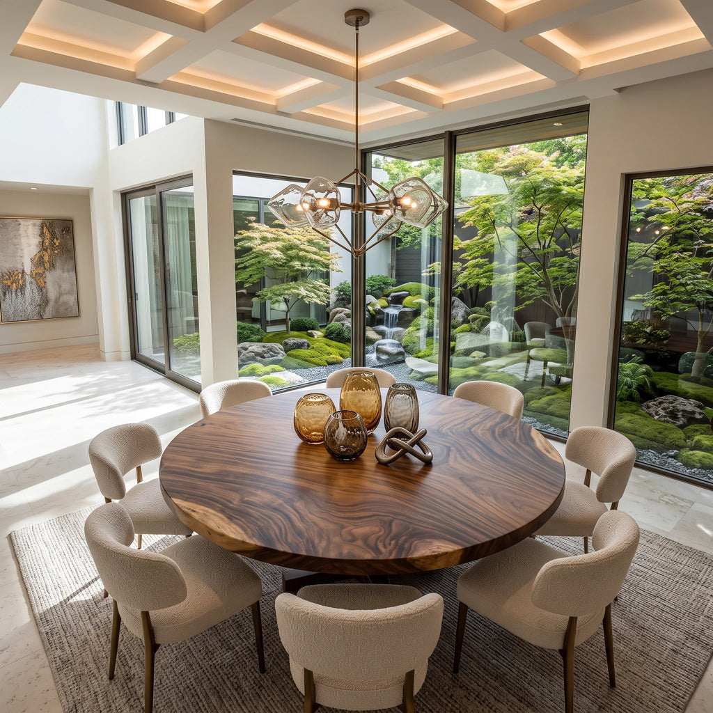 Organic Modern Round Dining Table Top 8 Seater