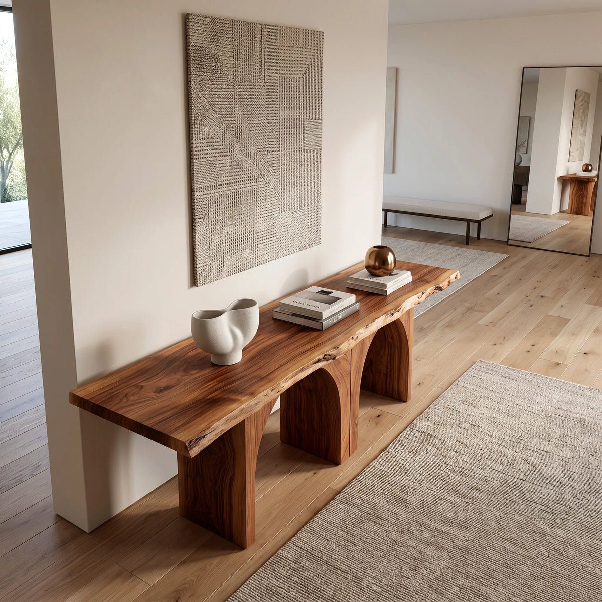 Modern Live Edge Wooden Console Table For Hallway