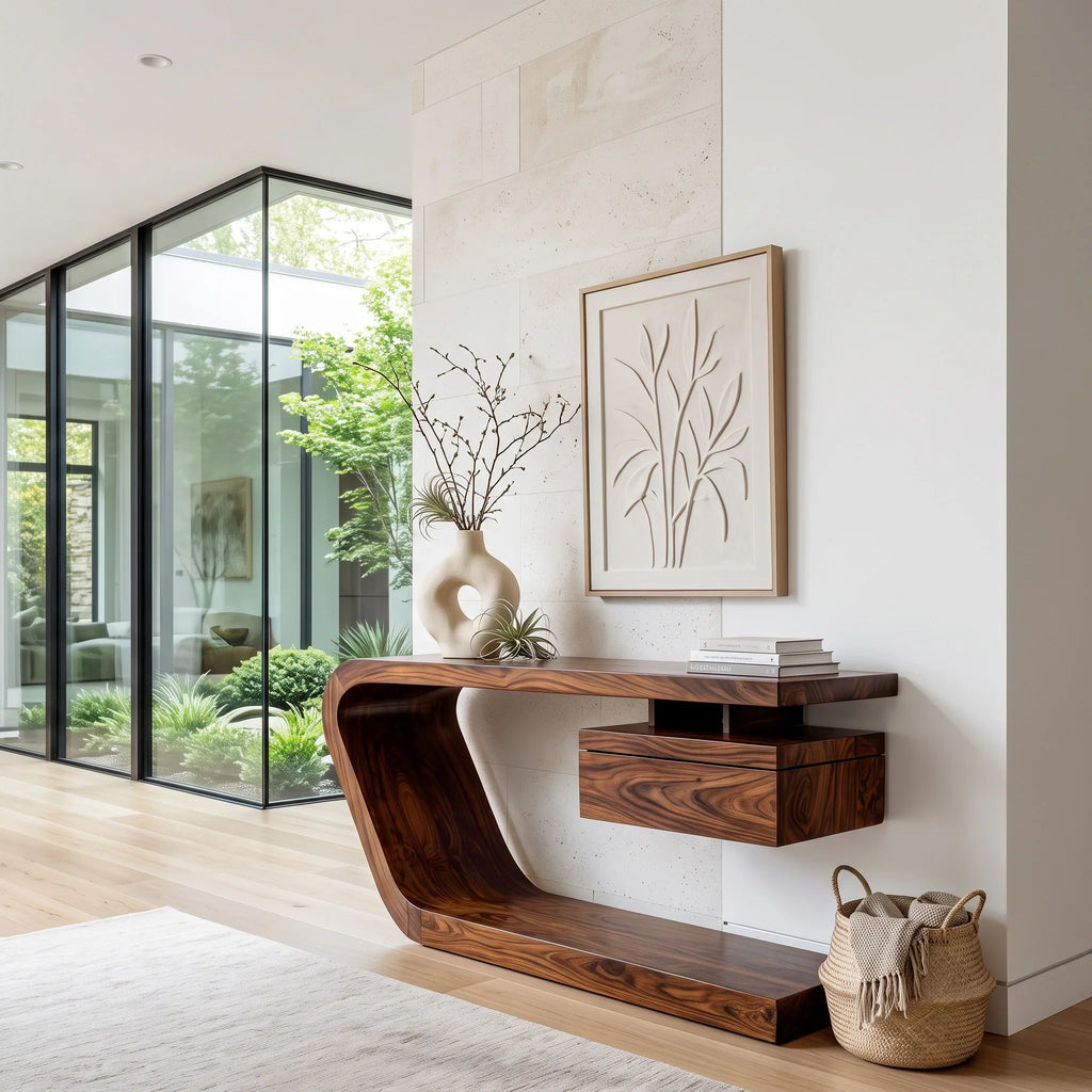 Contemporary Floating Drawer Console Table For Entryway