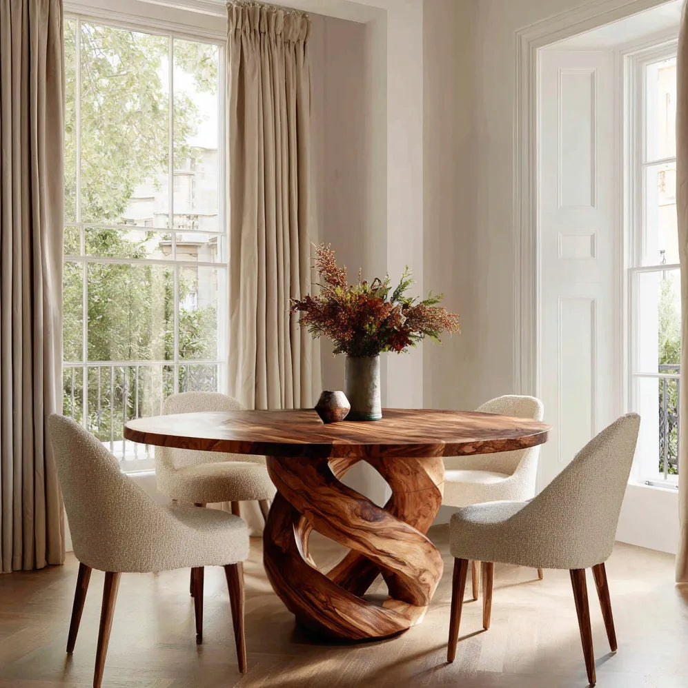 Contemporary Organic Pedestal Round Dining Table For Dining Room