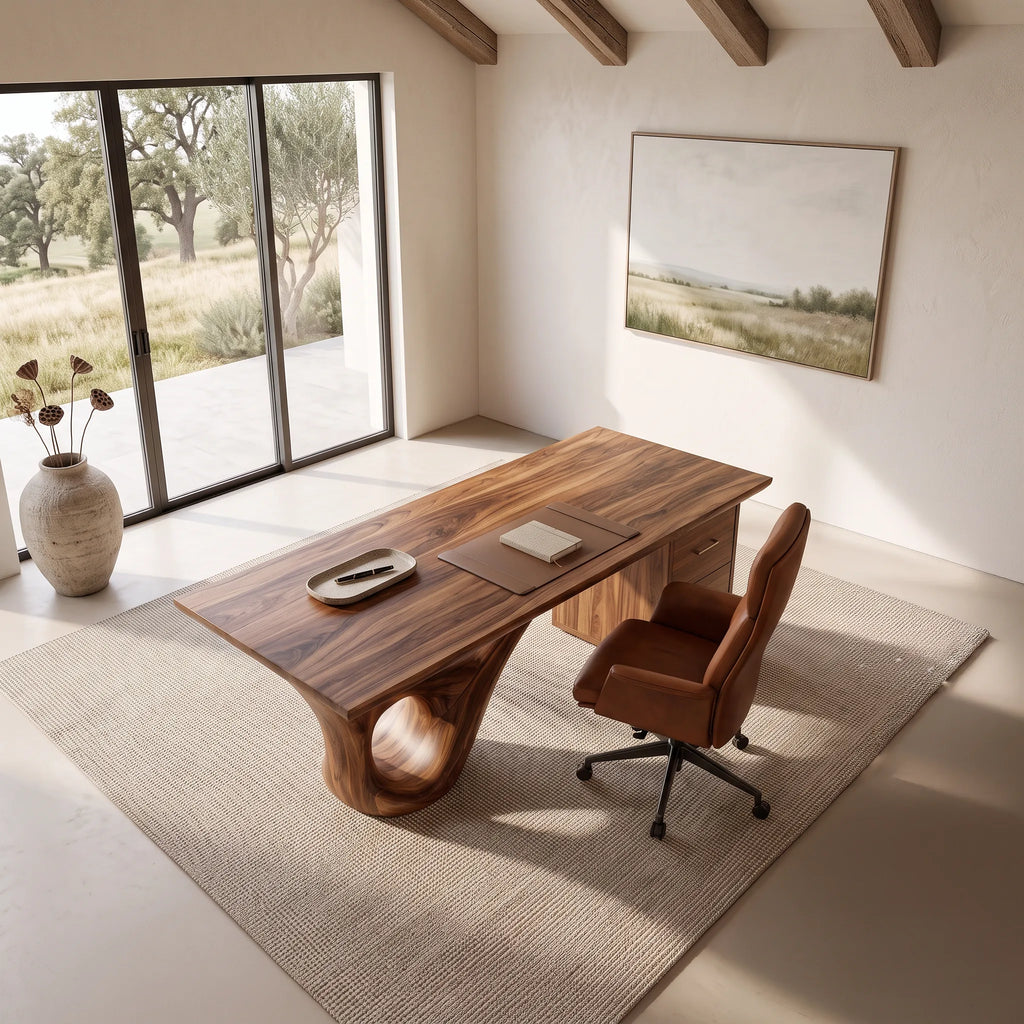 Organic Modern Executive Desk With Drawers For Luxury Office