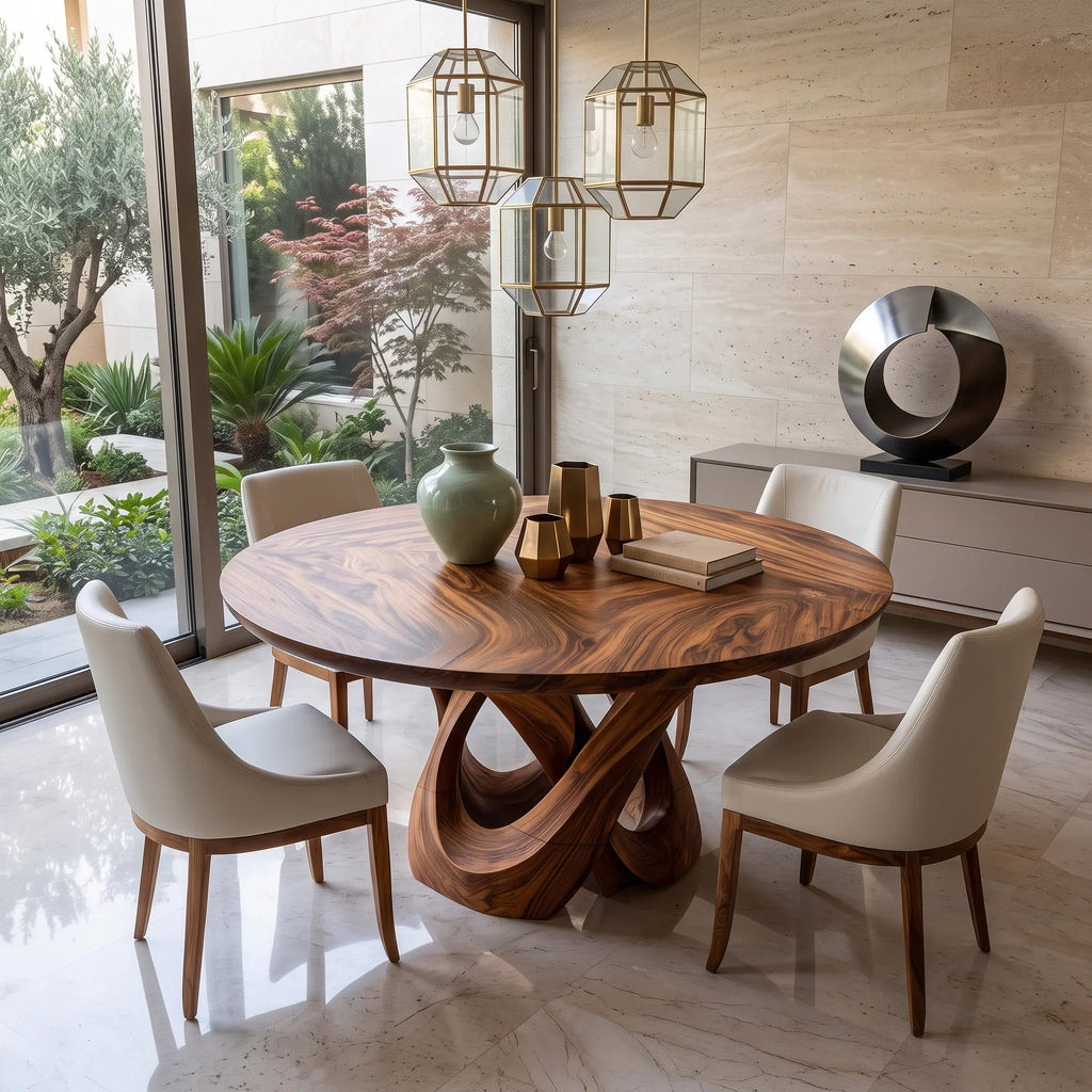 Modern Sculptural Round Dining Table For Dining Room