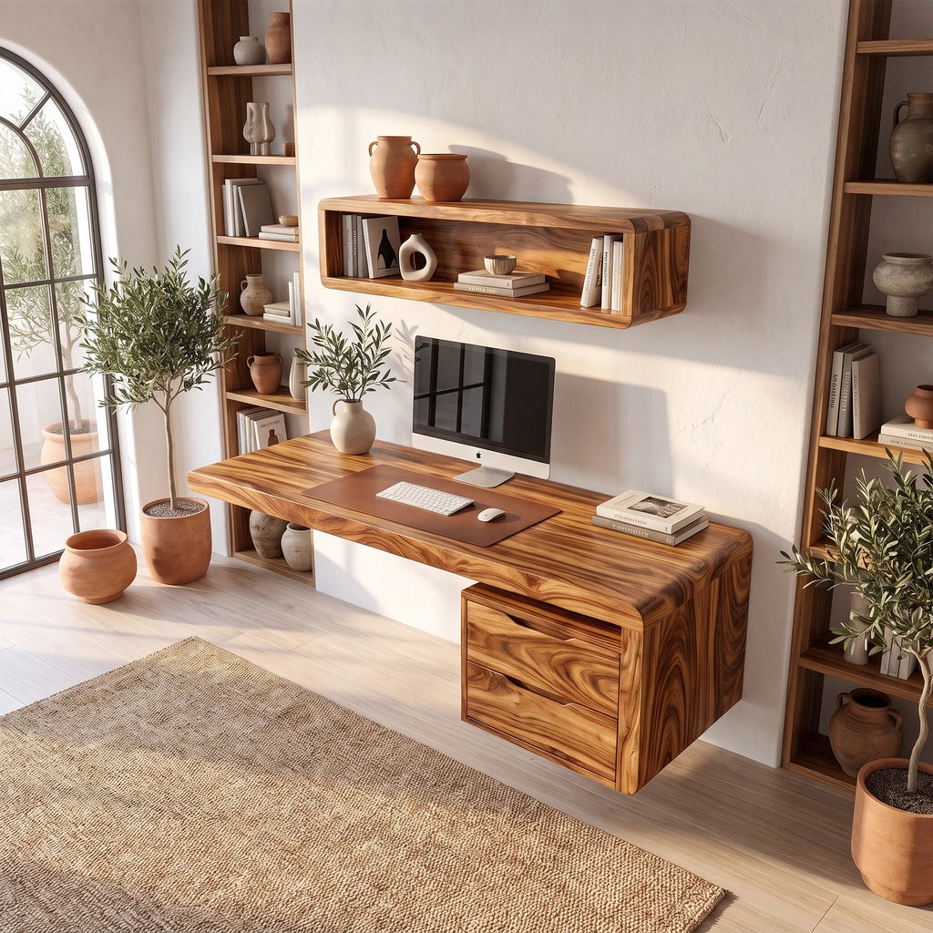 Serene Computer Desk Home Office Desk Office Desk With Drawers Floating Design For Home Office
