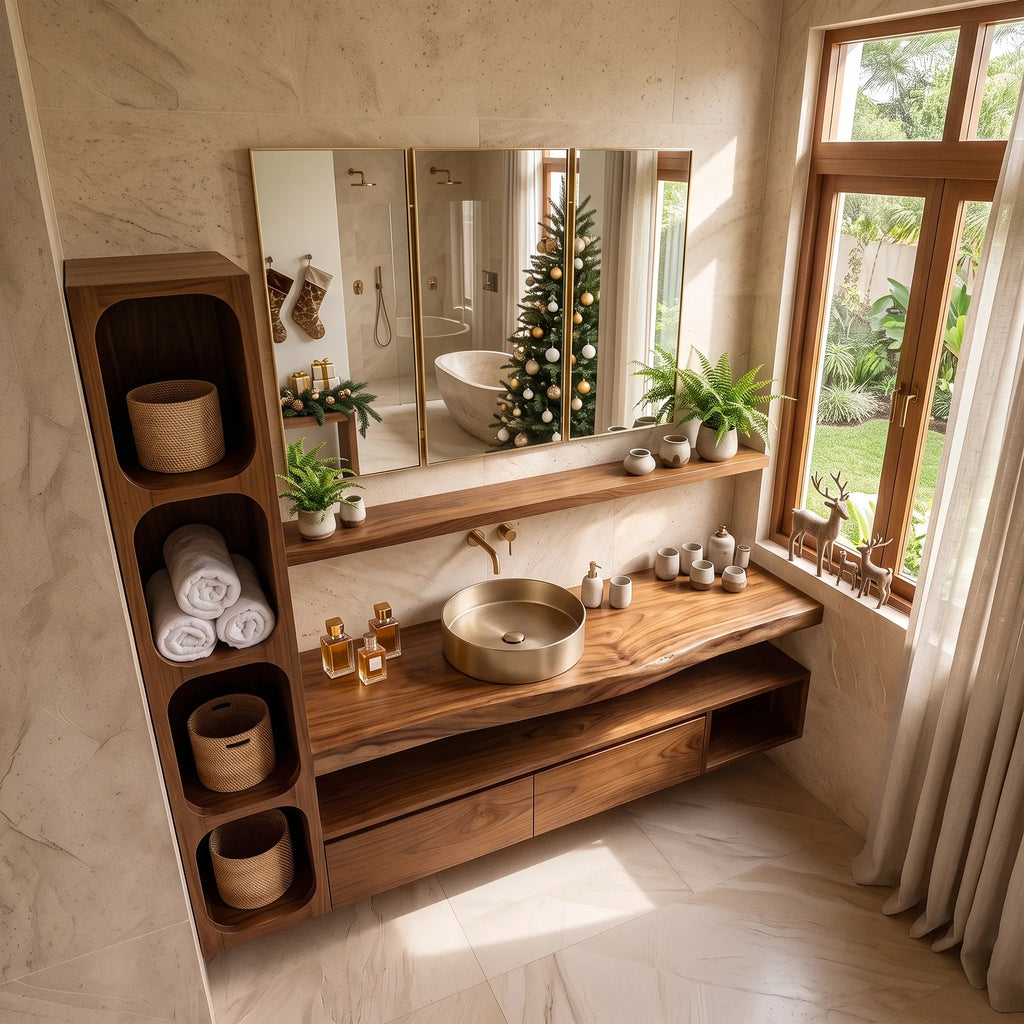 Handcrafted Scandinavian Reindeer Bathroom Vanity Nordic Retreat