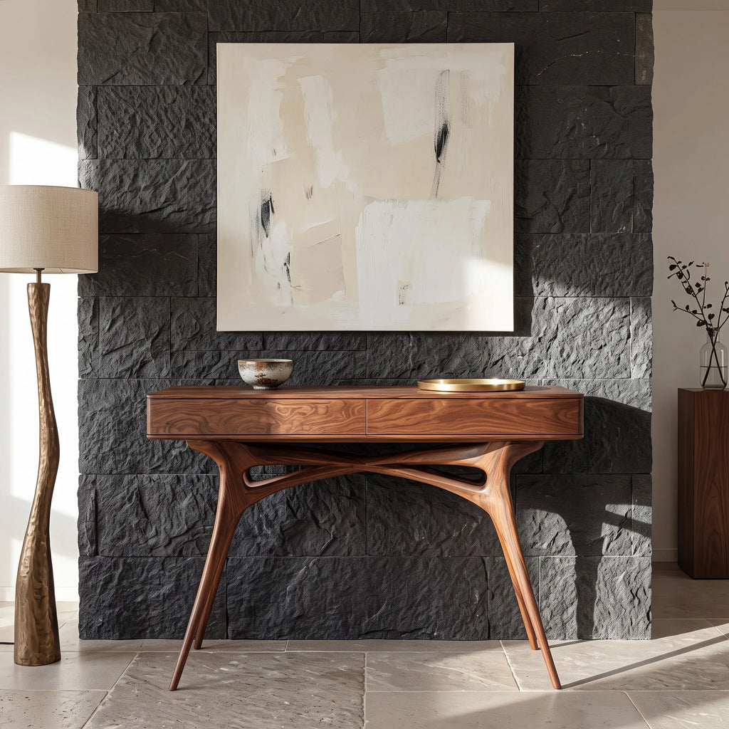 Contemporary Sculptural Console Table With Drawers For Hallway