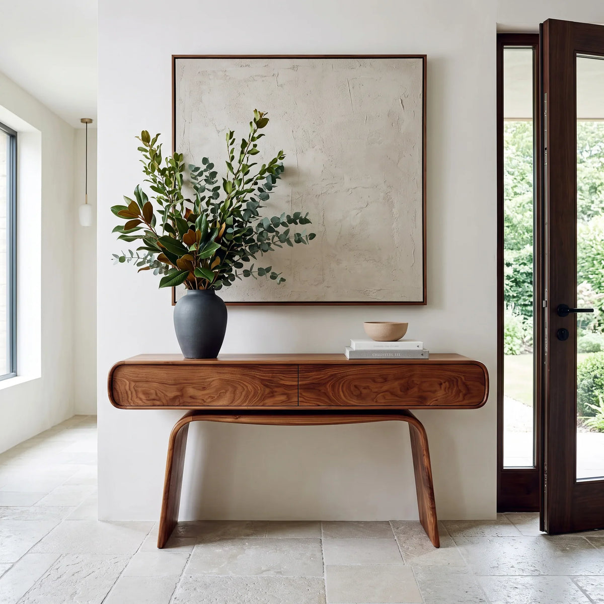 Modern Curved Drawer Console Table For Entryway