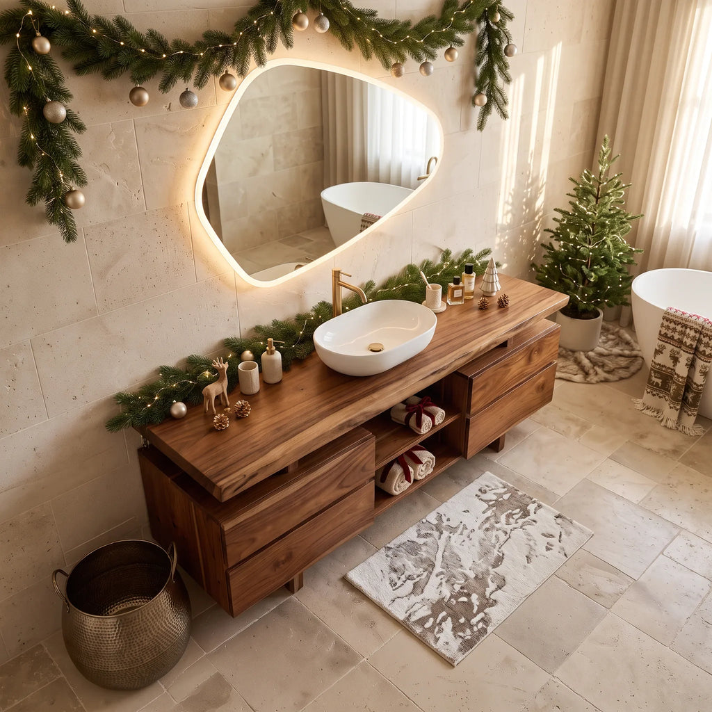 Rustic Christmas Storage Bathroom Vanity Lake House