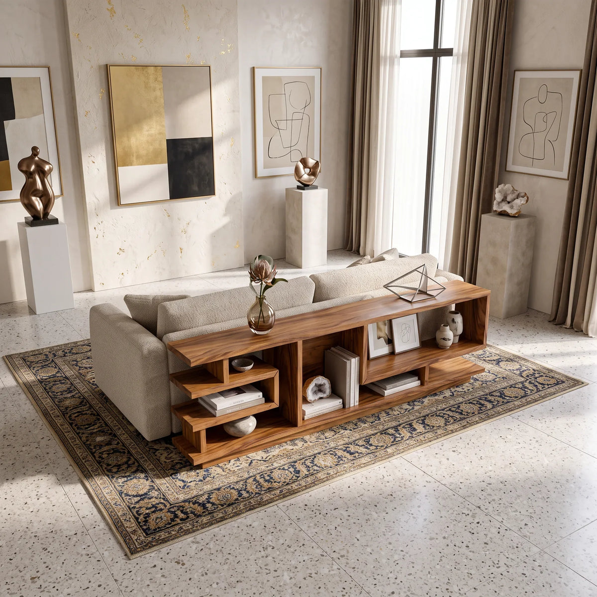 Minimalist Open Console Cabinet For Lounge Interior
