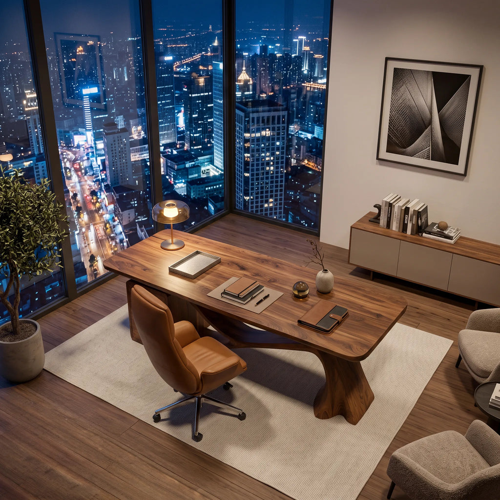 Sculptural Office Desk With Drawers For Luxury Interiors