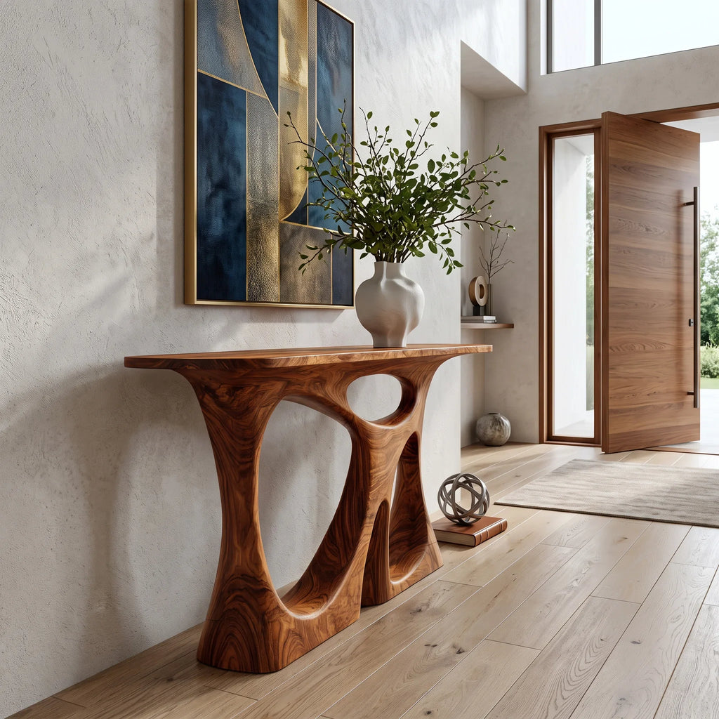 Modern Sculptural Open Frame Console Table For Entryway