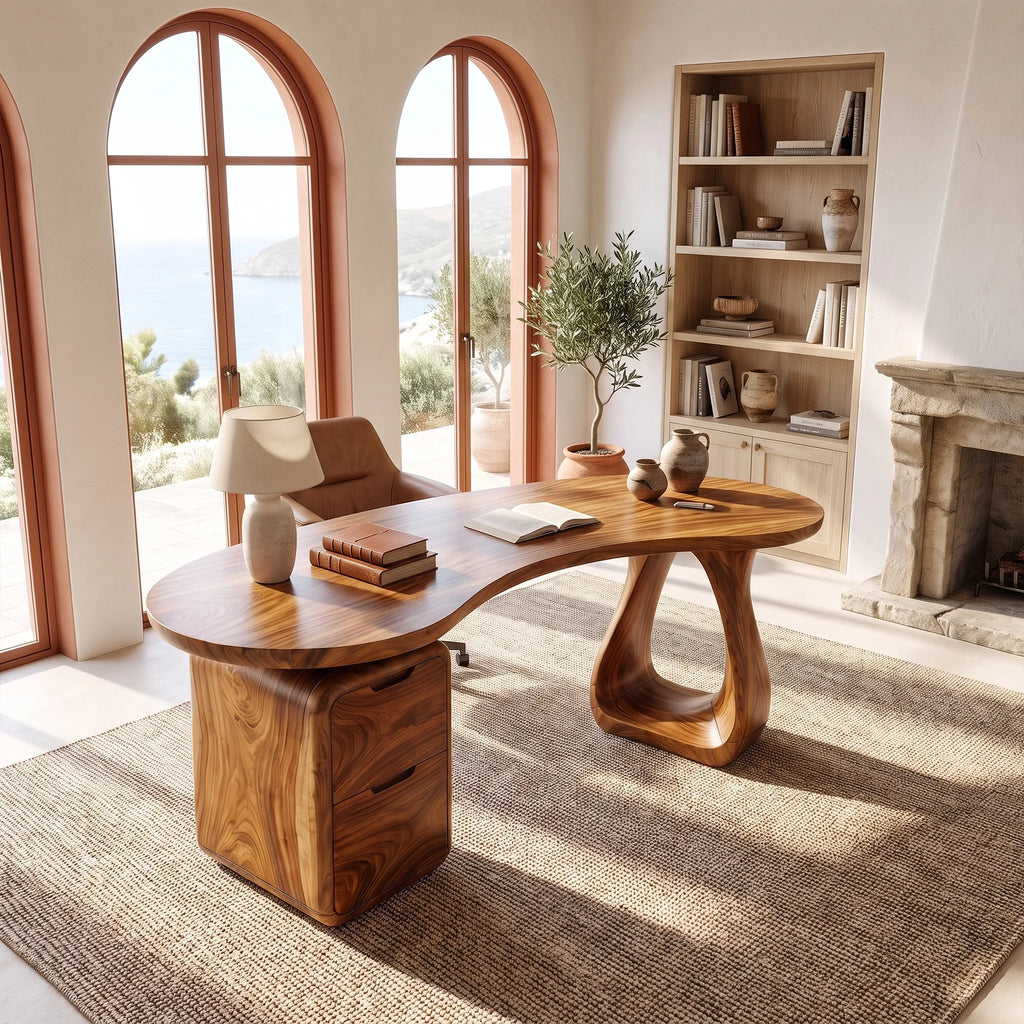 Elegant Office Desk Executive Desk Writing Desk With Rounded Drawers For Executive Office