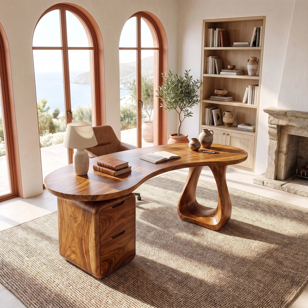 Elegant Office Desk Executive Desk Writing Desk With Rounded Drawers For Executive Office