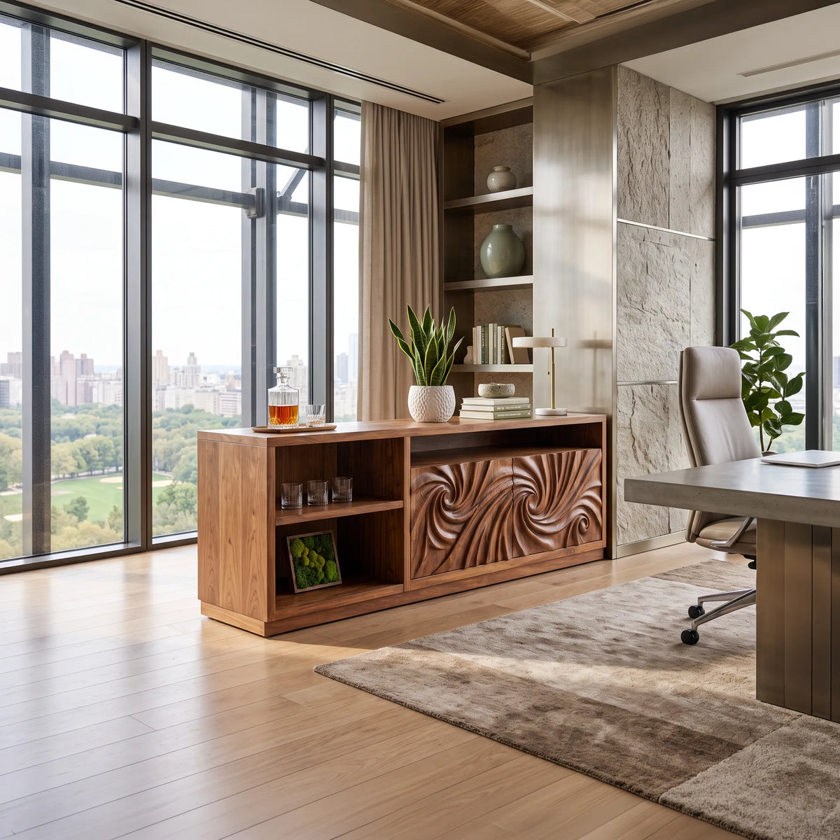 Minimalist Long Ripple Sideboard Modern Living Room