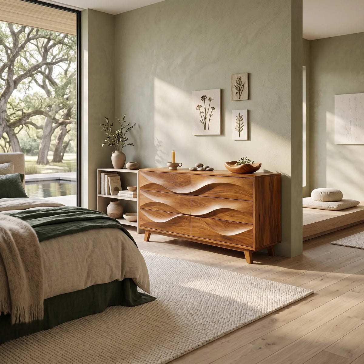 Minimalist Wave Closet Dresser For Modern Bedroom